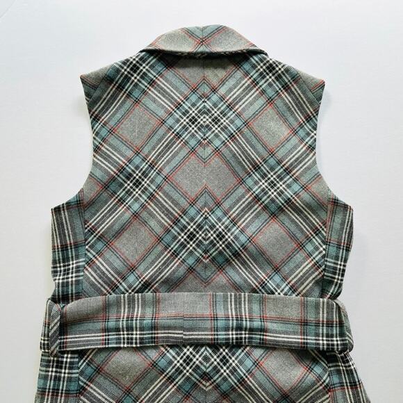 AMUR Dalton Vest Dress Size Small Grey Tartan Plaid Belted Convertible - Picture 11 of 13